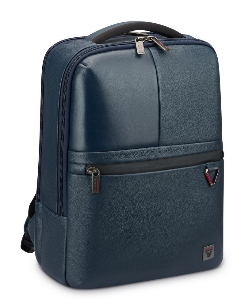 Backpack in leather Roncato Trial DLX 1141 Blue